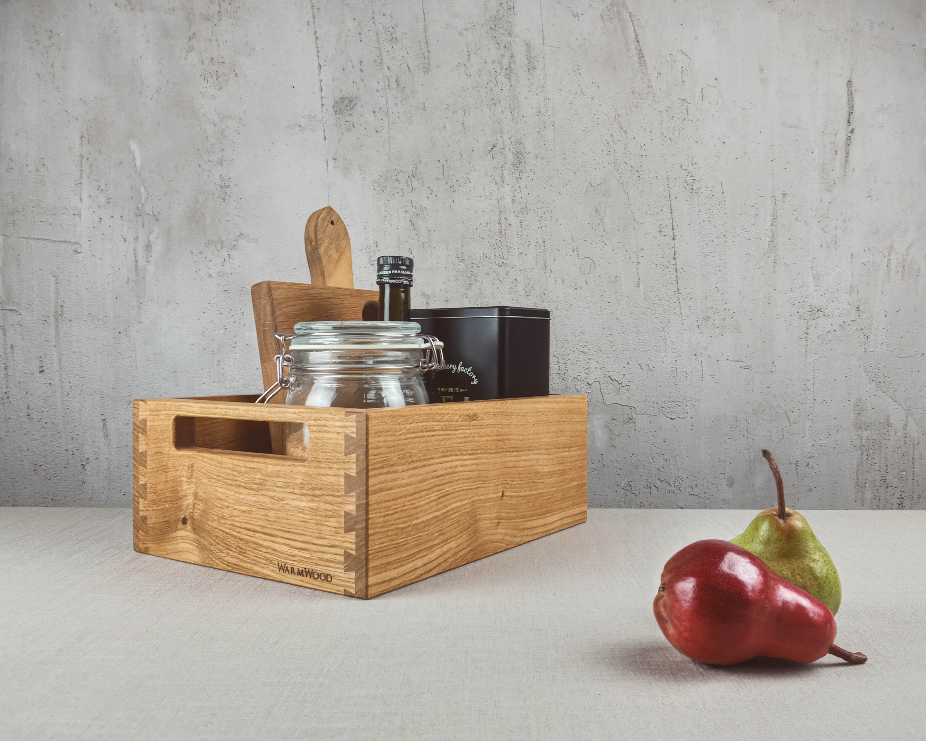 Handcrafted Oak Wood Box With Handle. Kitchen Storage Wood Etsy