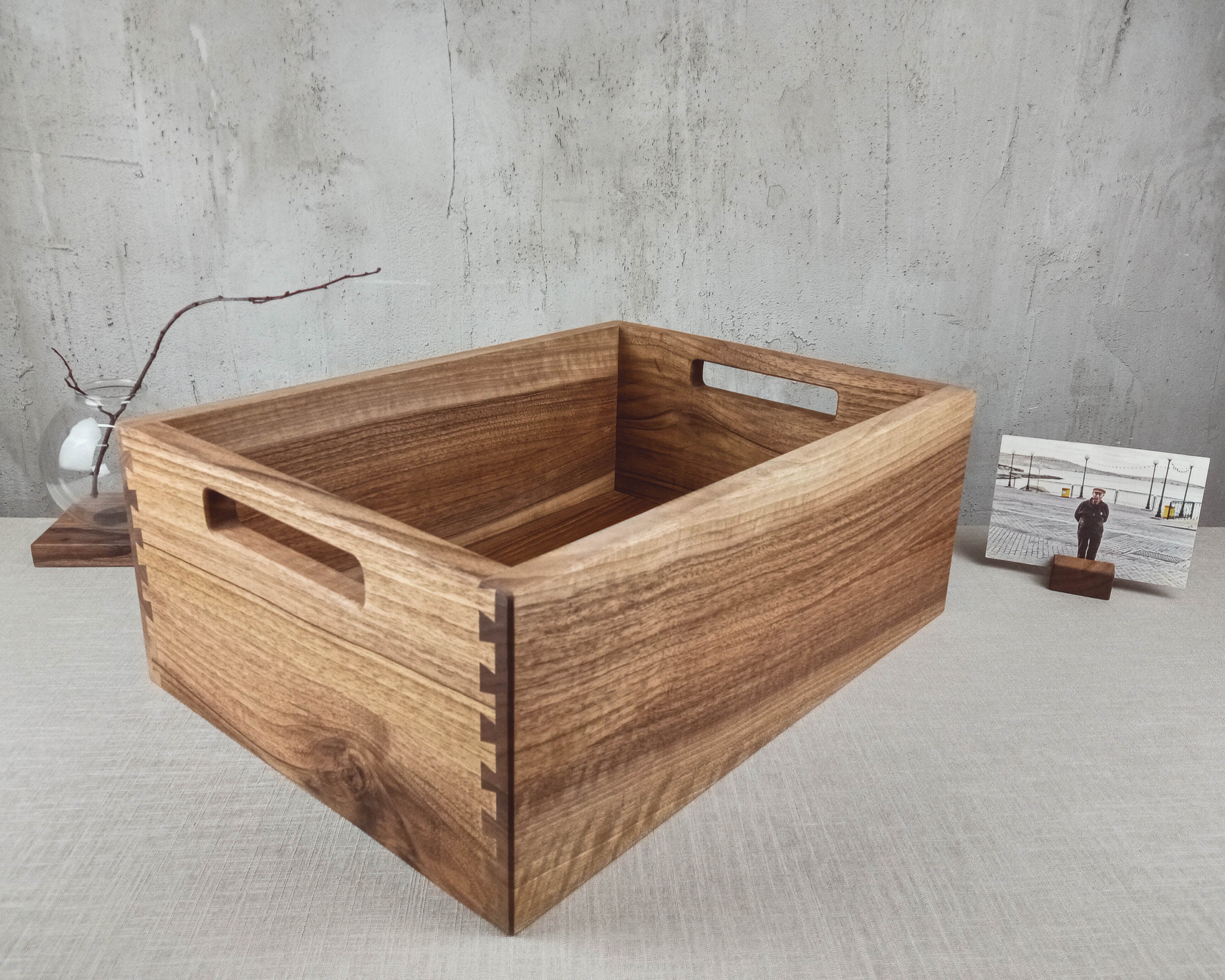 Handgefertigte Nussbaum Holz Box mit Griff. Große Lagerung | Etsy