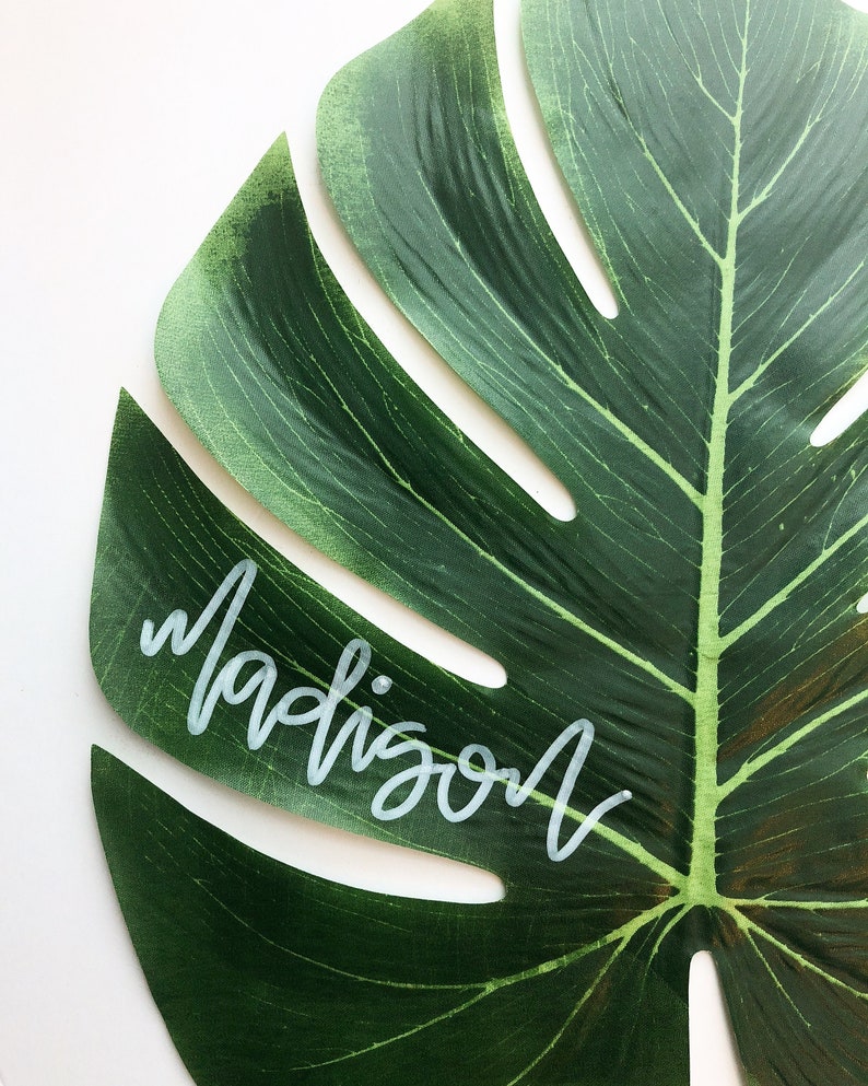 Palm Leaf Place Cards Palm Leaf Escort Cards Beach Wedding Etsy