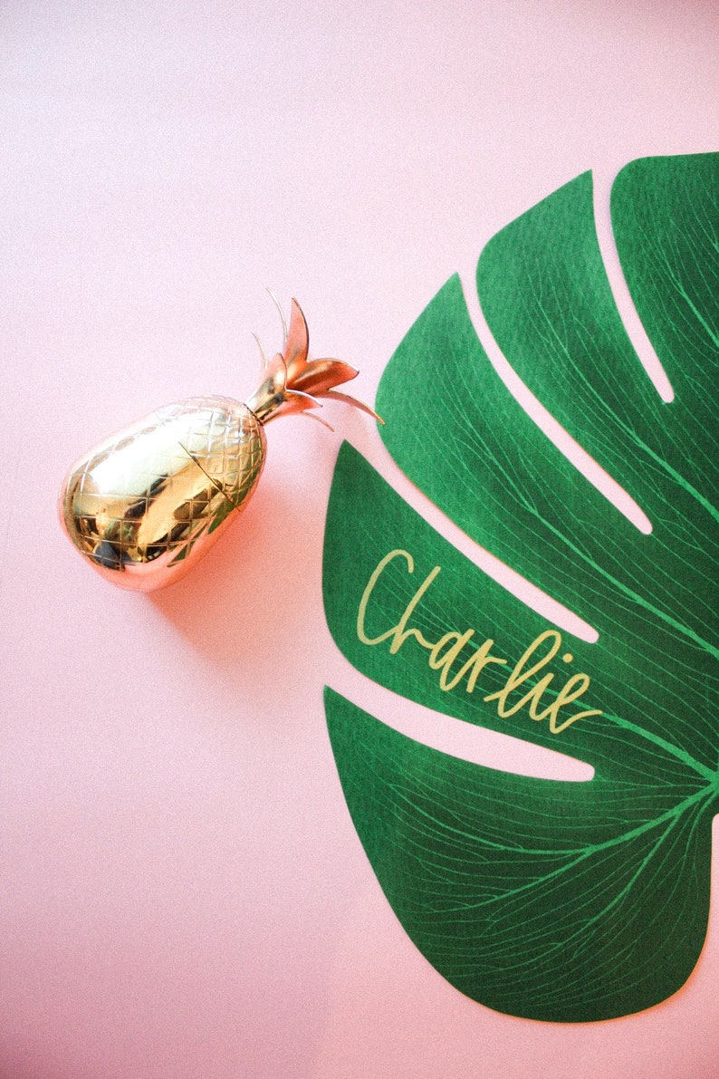 Palm Leaf Place Cards Palm Leaf Escort Cards Beach Wedding Etsy