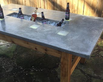 outdoor pub table concrete outdoor table wice trough led lights pub w concrete top etsy outdoor pub table concrete outdoor table wice trough led lights pub w concrete top etsy