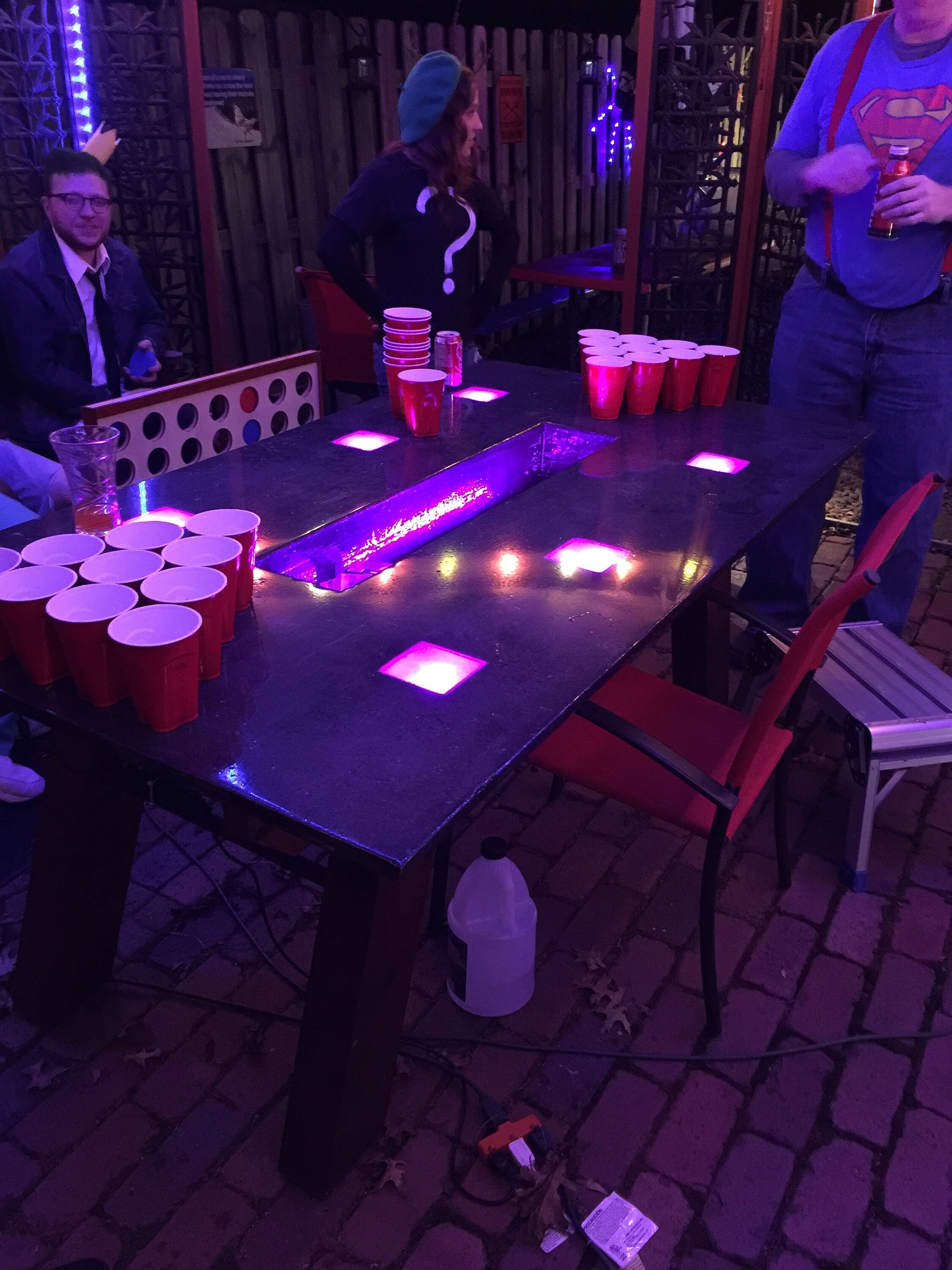 Concrete Patio Table With Built in Beverage Cooler & LED Lights Etsy