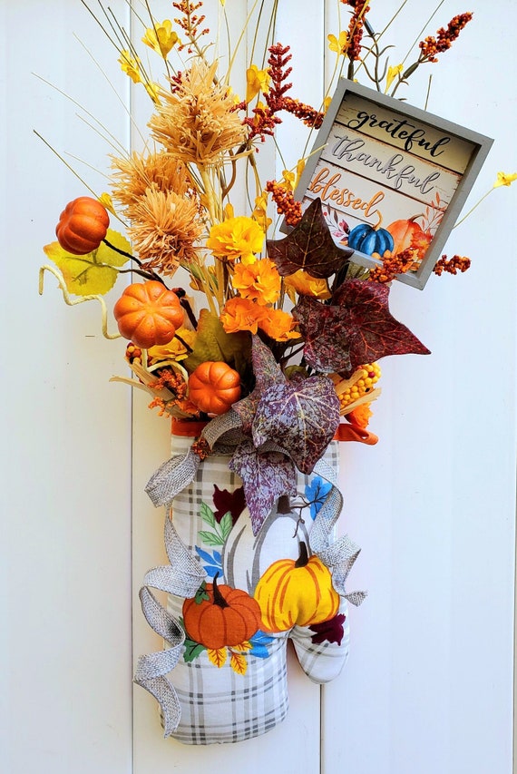 Hanging Fall Arrangement Autumn Floral Hanging Décor in a - Etsy