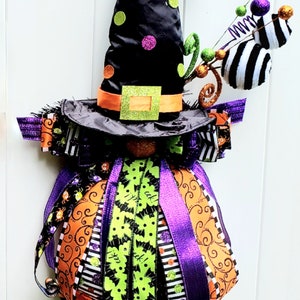 Large Whimsical Witch Door Wreath with Hat and Legs, Double Door Spooky Halloween Wreath, Spooky Door Wreath, Halloween Theme Party Décor