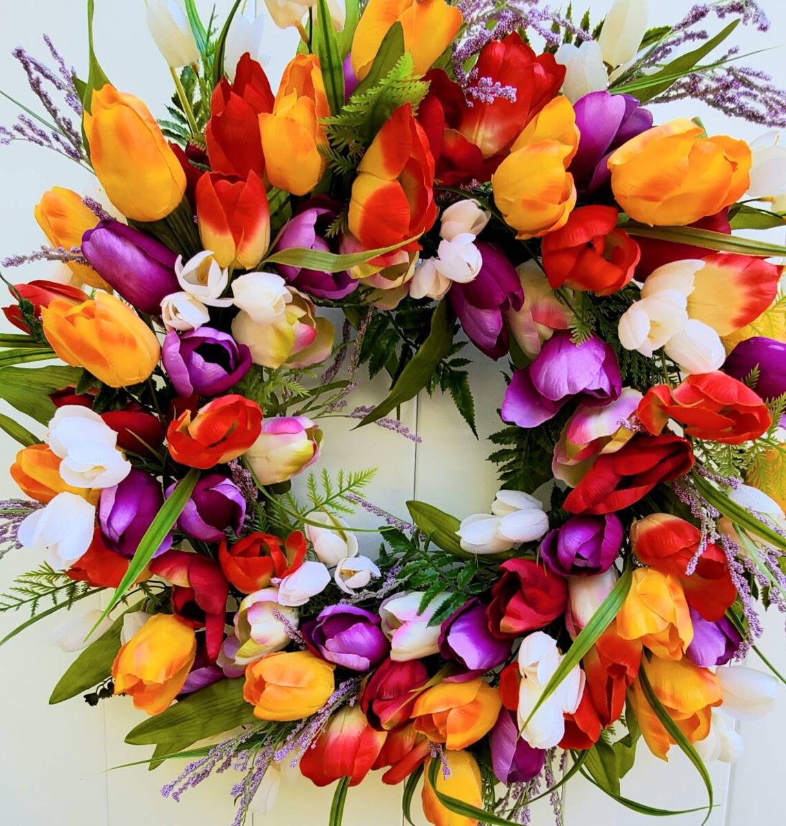 Large Tulip Wreath Tulip Wreath for Front Door Bright Tulip Etsy