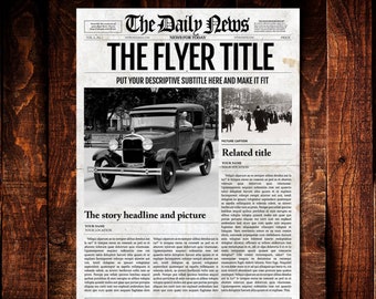 Vintage Newspaper Template For Adobe Photoshop 1 Page Etsy