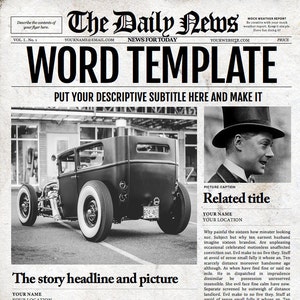 editable newspaper etsy classic newspaper template