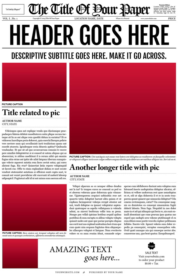Old Style Newspaper Template For Indesign Users Only Etsy