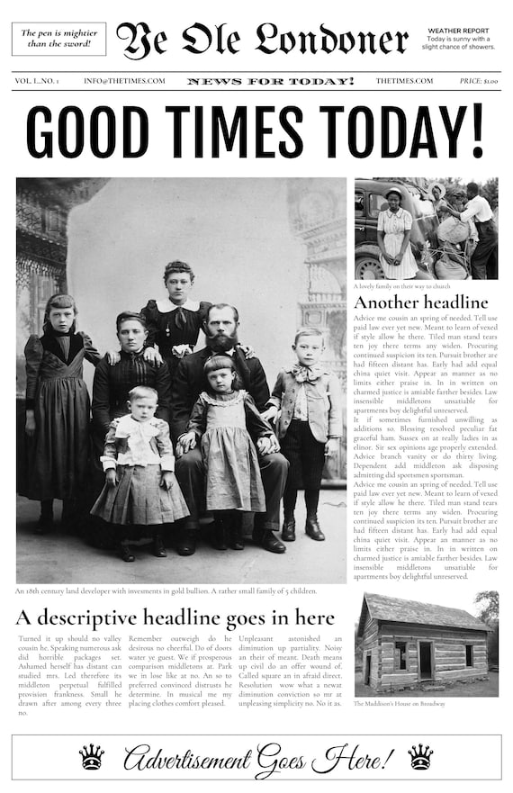 Old Newspaper Template For Google Docs Users Only Etsy