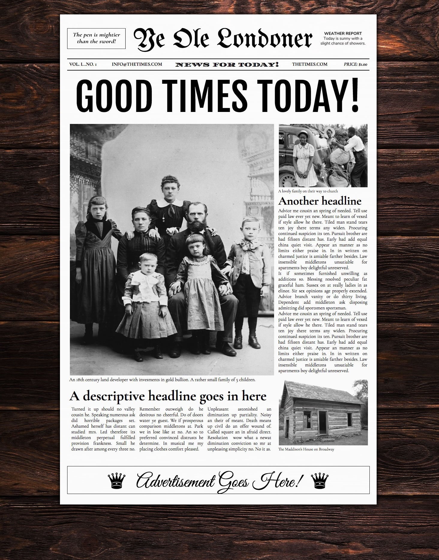 Old Newspaper Template For Google Docs Users Only Etsy