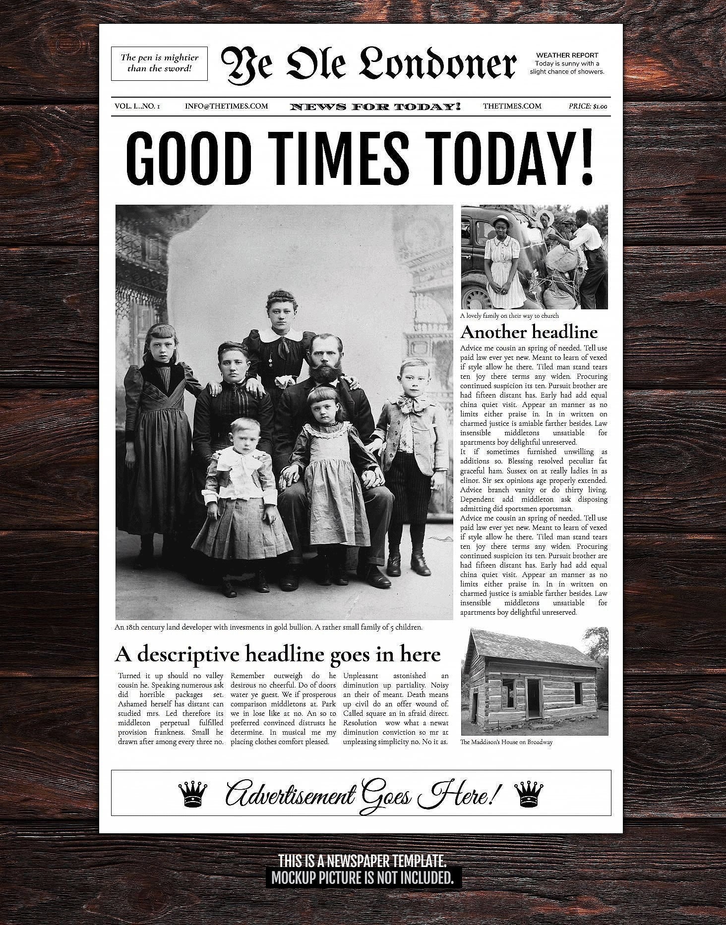 4 Page Newspaper Template Google Doc Etsy 4 Page Newspaper Template Google Doc Etsy