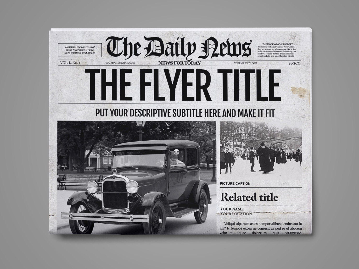 Vintage Newspaper Template For Adobe Photoshop 1 Page Etsy Uk Vintage Newspaper Template For Adobe Photoshop 1 Page Etsy Uk