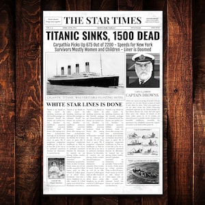 Plantilla de periódico vintage sobre el Titanic para Google Docs: 8,5 x 11 pulgadas, 4 páginas