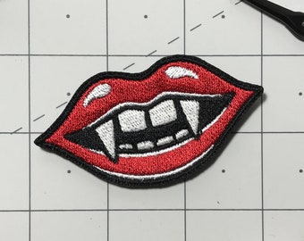 Vampire kiss embroidered patch glow in the dark