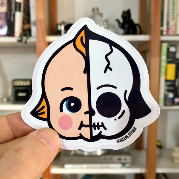 kewpie doll head skull sticker
