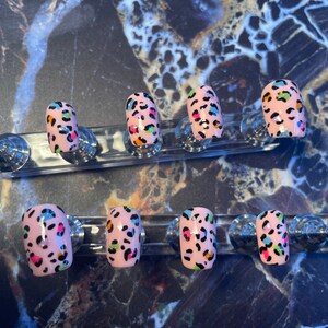 Cheetah Print Press On Nails | Reusable Nails | Rainbow Cheetah Print Nails