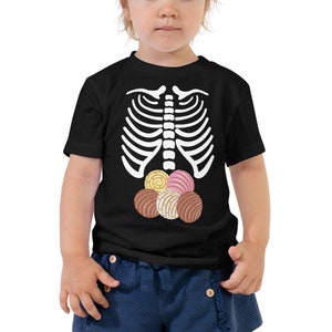 Camiseta de manga curta infantil Skeleton Rib Cage com Mexican Pan Dulce Concha