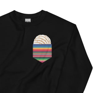 Colorful Serape Pocket Image White Concha Fun Fiesta Gift Unisex Sweatshirt