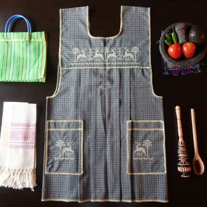 Mandil Mexicano Traditional Mexican Kitchen Apron Cooking Cleaning Smock Delantal - Open Slit Back - Adult - Extra-Large/XXL Size