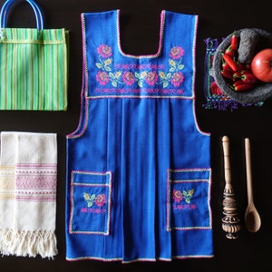 Mandil Mexicano Traditional Mexican Kitchen Apron Cooking Cleaning Smock Delantal - Open Slit Back - Adult - Small/Medium Size