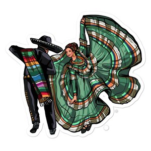 Ballet Folklorico Dansers Bubble-Free Sticker