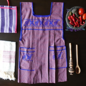 Mandil Mexicano Traditional Mexican Kitchen Apron Cooking Cleaning Smock Delantal - Open Slit Back - Adult - Small/Medium Size