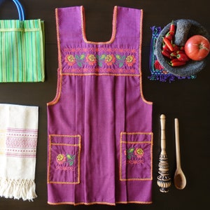 Mandil Mexicano Traditional Mexican Kitchen Apron Cooking Cleaning Smock Delantal - Open Slit Back - Adult - Small/Medium Size