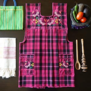 Mandil Mexicano Traditional Mexican Kitchen Apron Cooking Cleaning Smock Delantal - Open Slit Back - Adult - Extra-Large Size