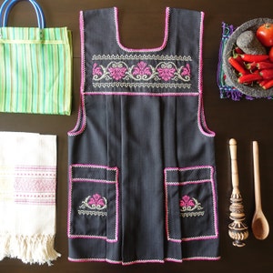 Mandil Mexicano Traditional Mexican Kitchen Apron Cooking Cleaning Smock Delantal - Open Slit Back - Adult - Small/Medium Size
