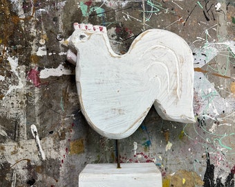 Recycled Wood Country Folk Art Hen Sculpture