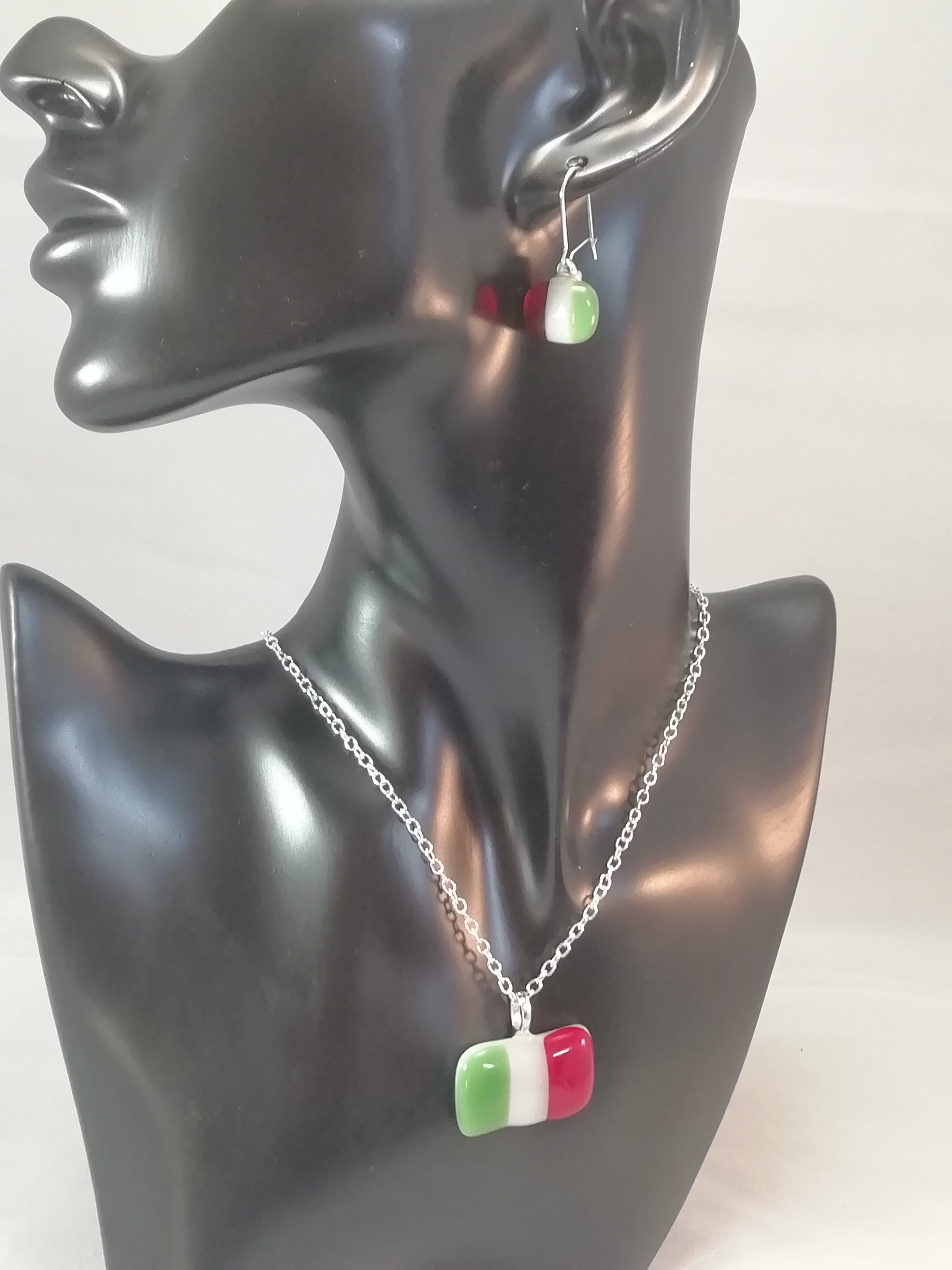 Italian Flag Necklace and Earring Set Boxed Etsy
