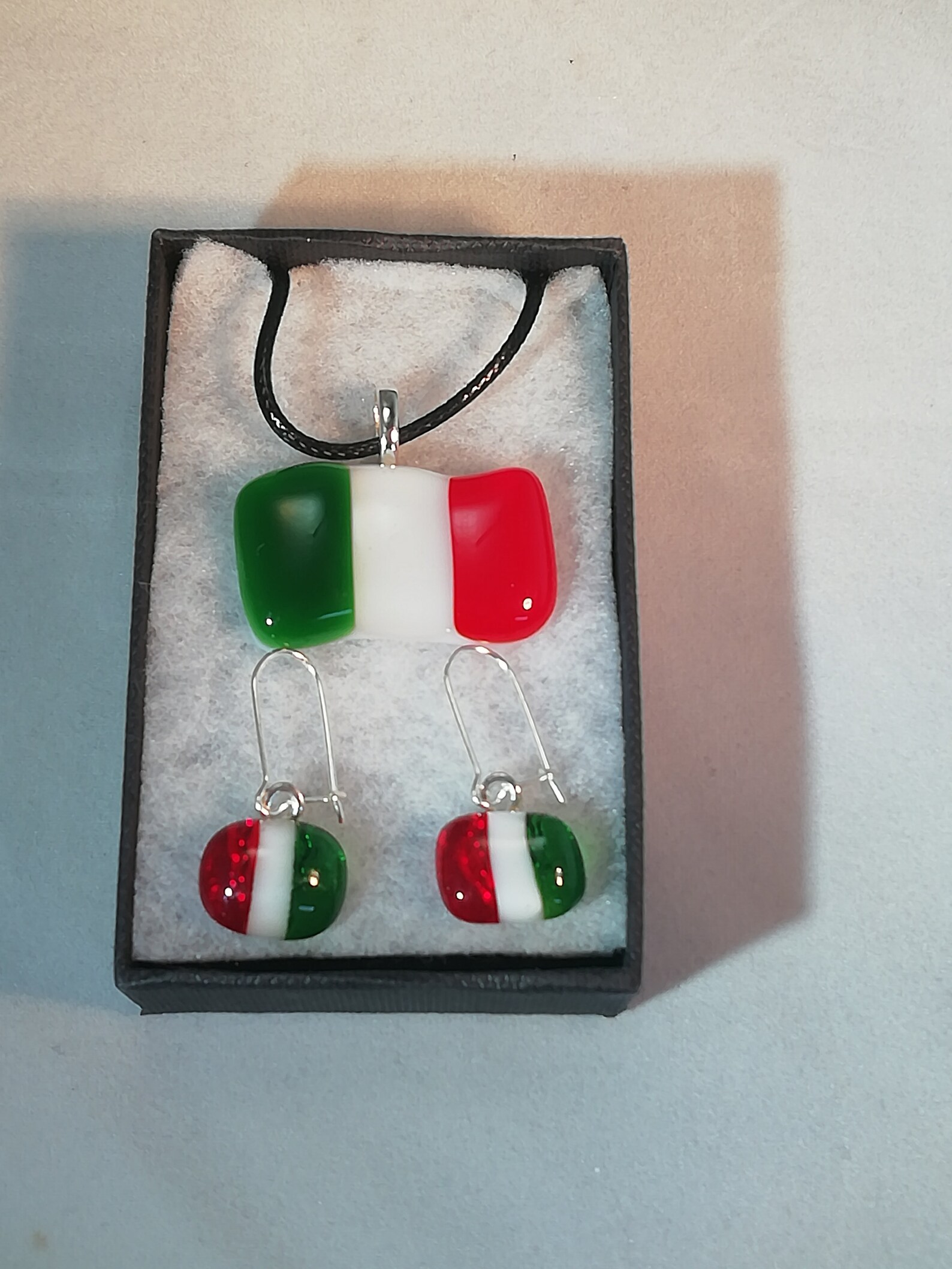 Italian Flag Necklace and Earring Set Boxed Etsy