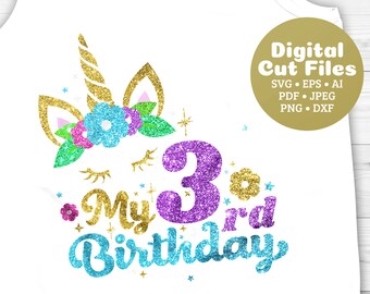 Download Unicorn birthday svg | Etsy