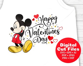 Download Mickey Mouse SVG Mickey Valentines Happy Valentines Svg | Etsy