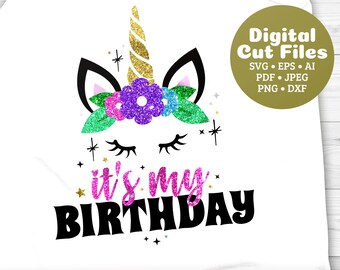 Download Unicorn birthday svg | Etsy