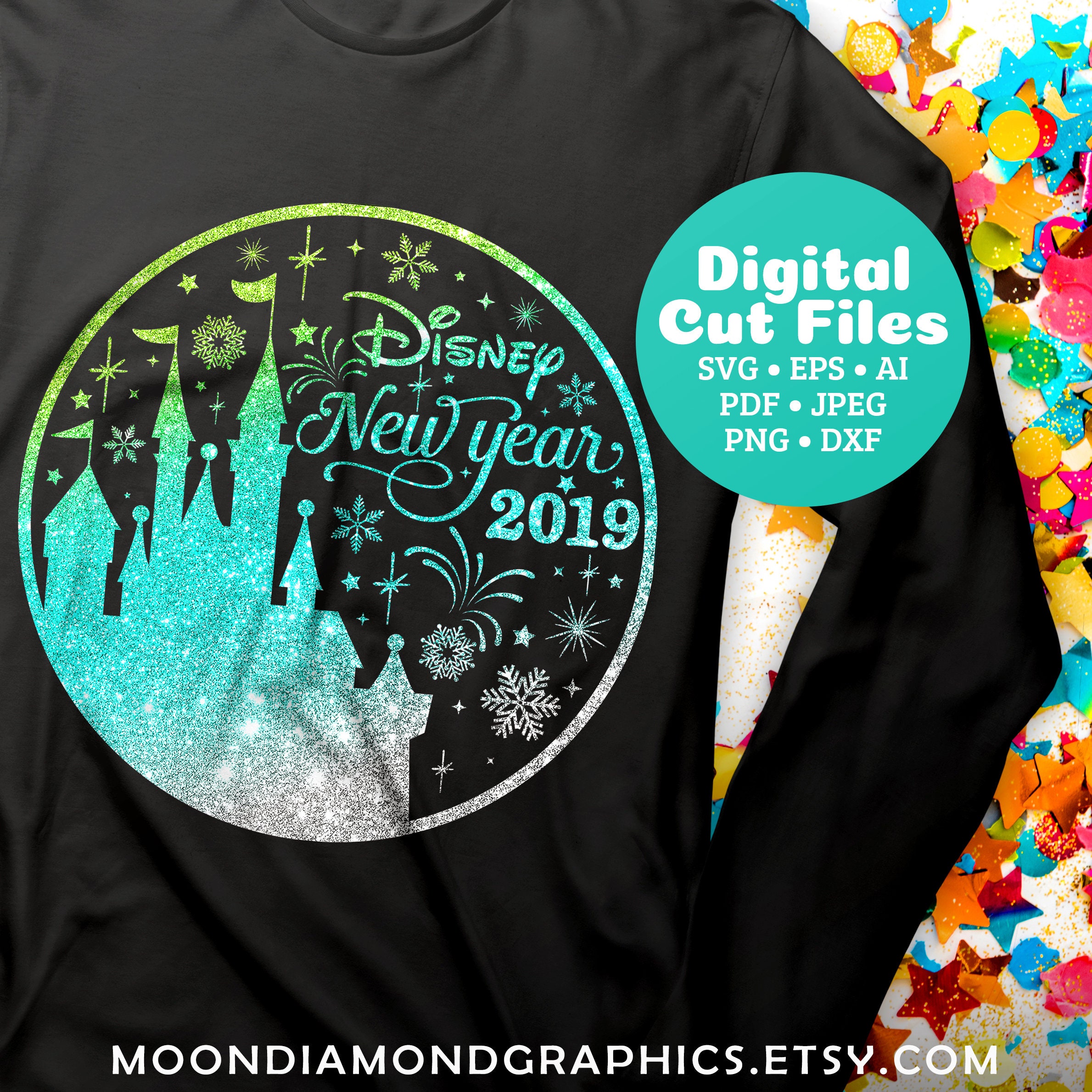 Download Disney Castle New Year SVG New Year Eve Glitter SVG Cricut ...