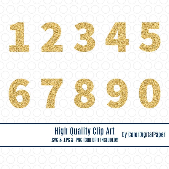Download SVG Gold Glitter Number Clip Art Commercial Use Instant | Etsy