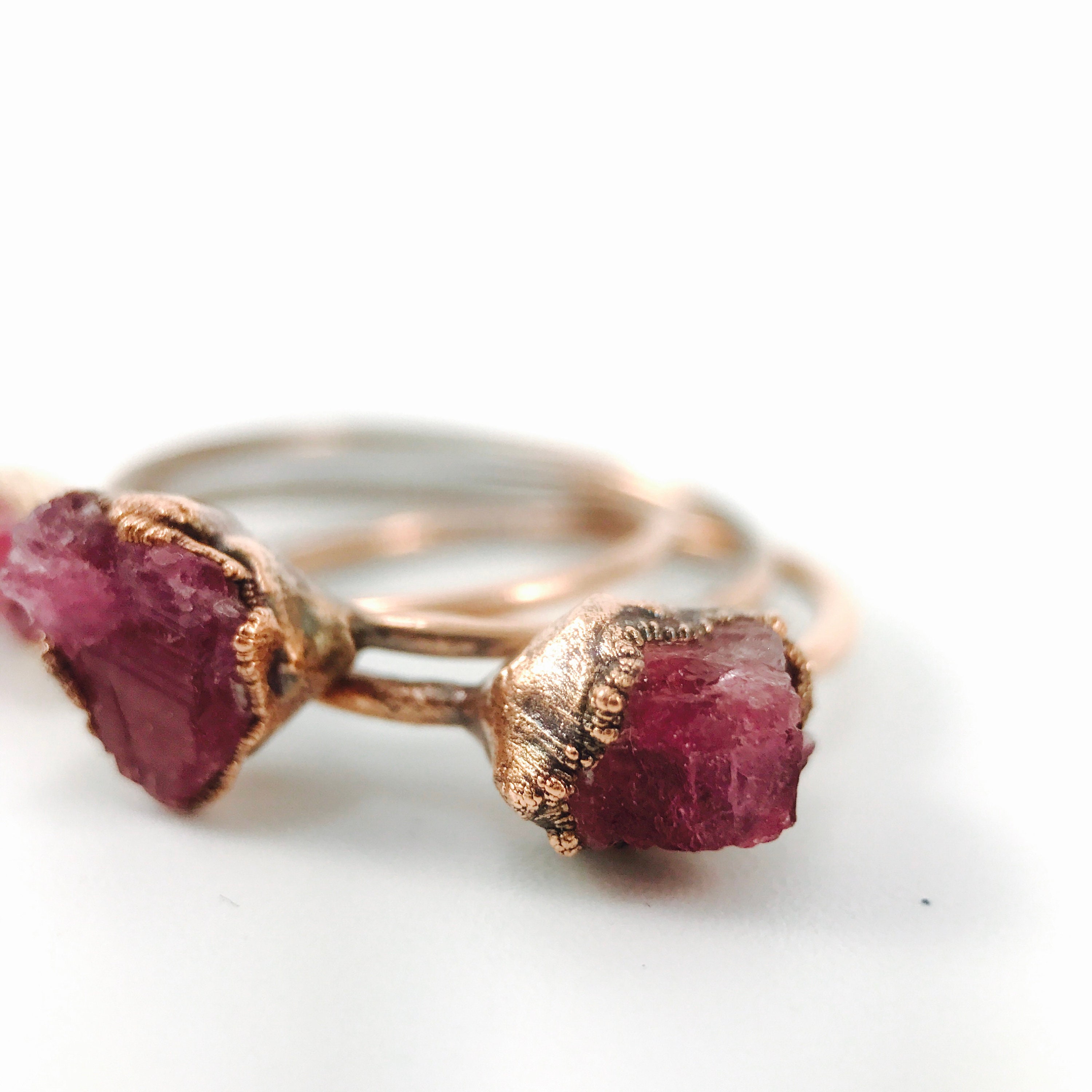 Raw Stone Ring Pink Tourmaline Bohemian Jewelry Crystal Ring - Etsy