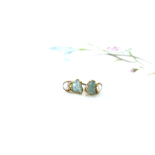 Raw Birthstone shops Cluster Stud Earrings Personalized Mothers Earrings made with Raw Stone Crystal Earrings Crystal healing