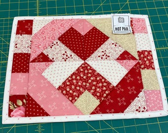 Almohadilla térmica de cocina con aislamiento rojo y rosa de 10,5 x 14,5 pulgadas