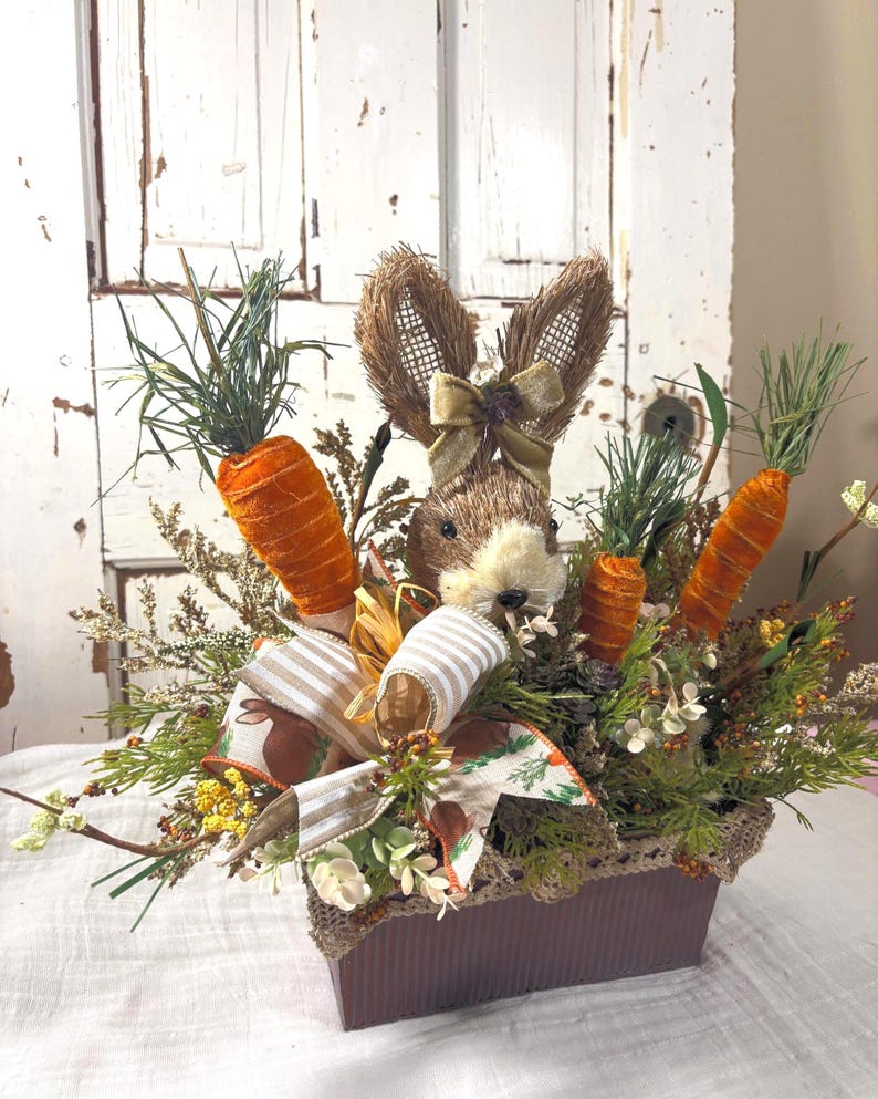 Waterfall Rabbit Arrangement Whimsical Bunny Spring Centerpiece | Cottagecore Easter Decor | Rustic ...