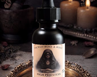 High Priestess Oil | Protection Reversal Power Authority | Spiritual Defense Command Space | Hoodoo Oil Sacred Rose & Root