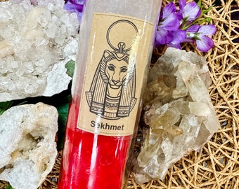 Egyptian Goddess Sekhmet Candle for Protection Revenge Divination for Hoodoo, Wicca, Pagan Candle Ritual Spell