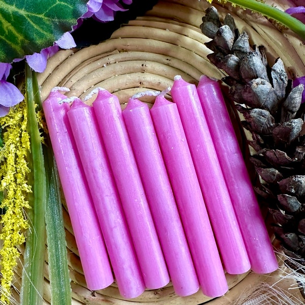 Pink Mini Chime Candles for Ritual Spell - Hoodoo, Voodoo, Wicca, Pagan