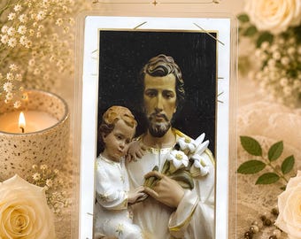 St. Joseph Prayer Card | Pocket Saint Card | Catholic Devotional Card | Patron Saint of Workers & Families | Wallet Size Holy Card