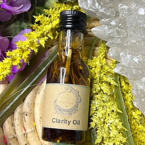 Aceite de poción de claridad: comprensión, visión clara y sin confusión para velas de hechizos rituales en hoodoo, vudú, wicca, paganismo y ocultismo.