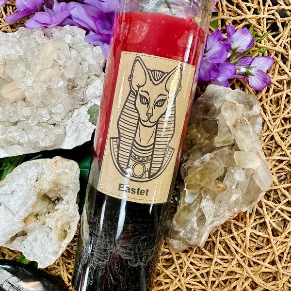 Egyptian Goddess Bastet Candle for Protection Fertility Home Femininity for Hoodoo, Wicca, Pagan Candle Ritual Spell