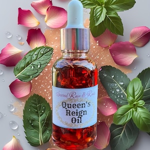 Queen’s Reign Oil – Commanding Ritual Oil for Influence, Respect + Power | Feminine Control Oil Hoodoo, Voodoo, Wicca, Pagan Ritual Candle