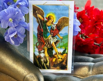 Saint Archangel Michael Prayer Card- Hoodoo, Voodoo, Wicca, Pagan Christian sacred Ceremony Ritual Spell Candles
