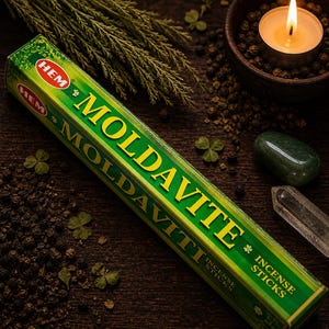 Moldavite Incense Sticks (6 Packs) Transformation Energy Spiritual Growth Sacred Rose & Root